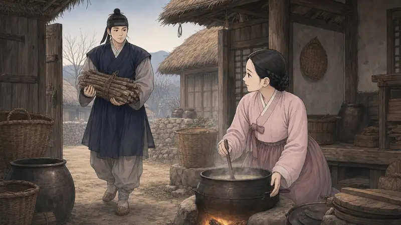 조선 야담 장면 016 - 장작을 안고 온 석우