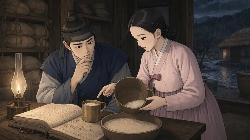 조선 야담 장면 021 - 장부와 실제 쌀