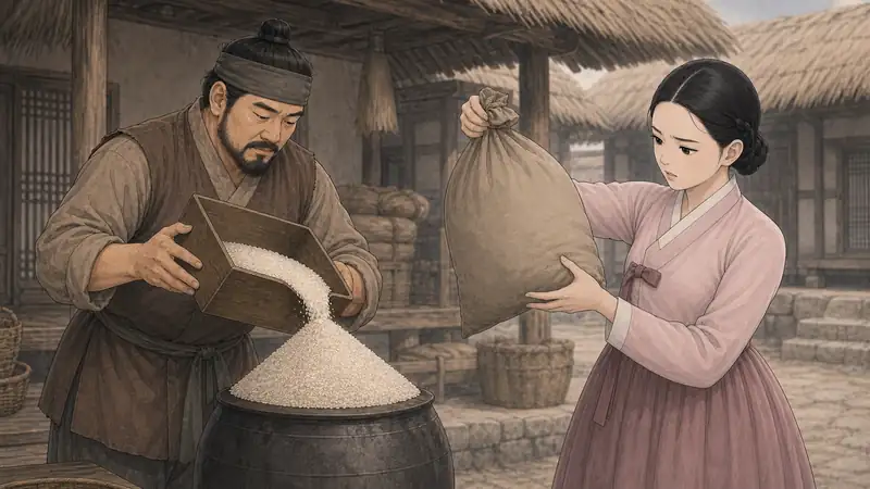 조선 야담 장면 045 - 수북하지만 가벼운 쌀