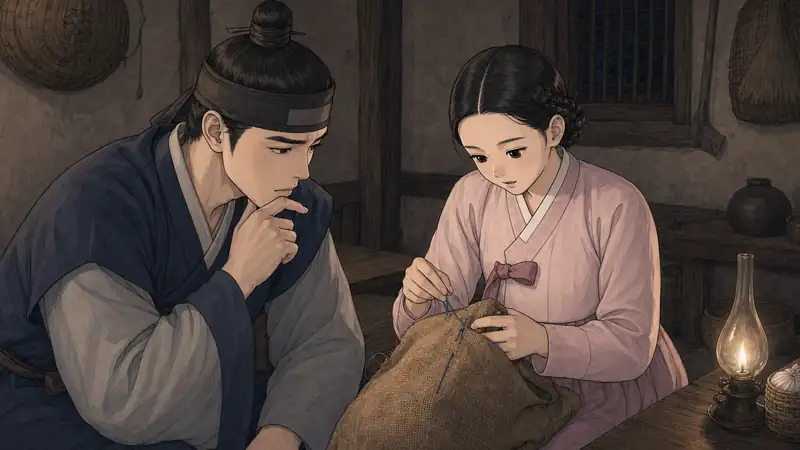 조선 야담 장면 070 - 정월만의 바느질