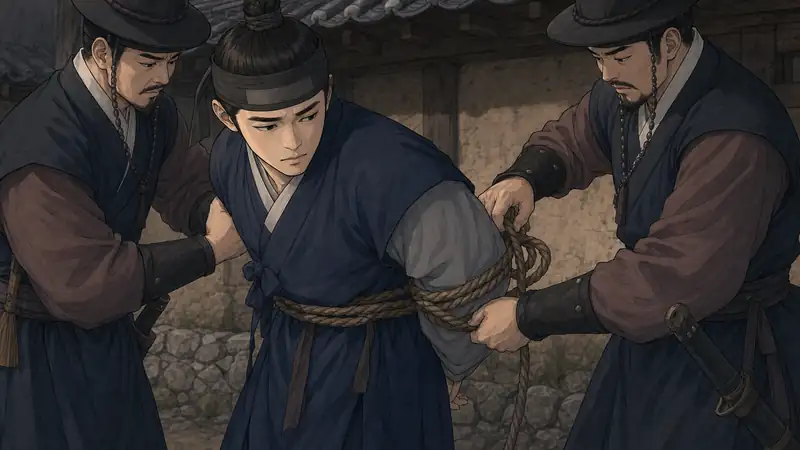 조선 야담 장면 078 - 포승줄에 묶인 석우