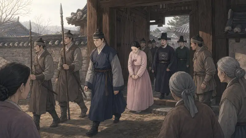 조선 야담 장면 081 - 관아 뜰로 끌려가다