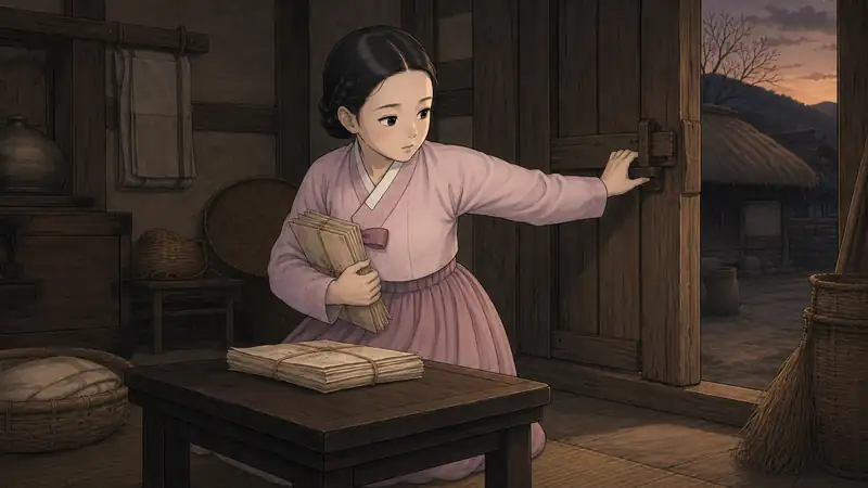 조선 야담 장면 091 - 문을 걸어 잠그다
