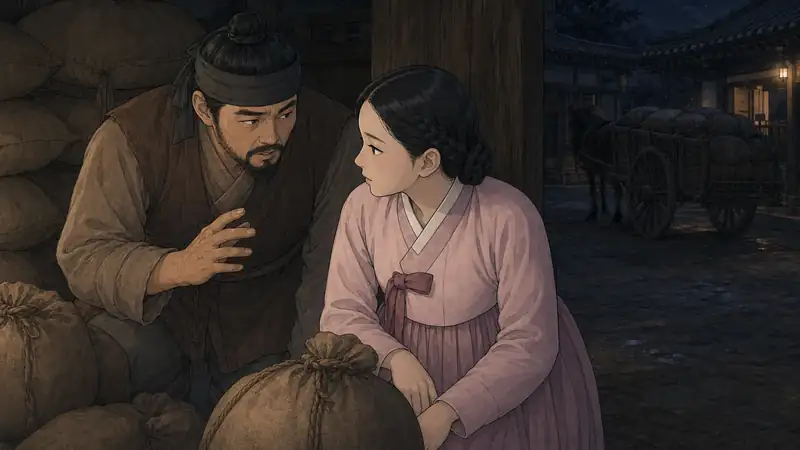 조선 야담 장면 120 - 배급 뒤의 다른 수레