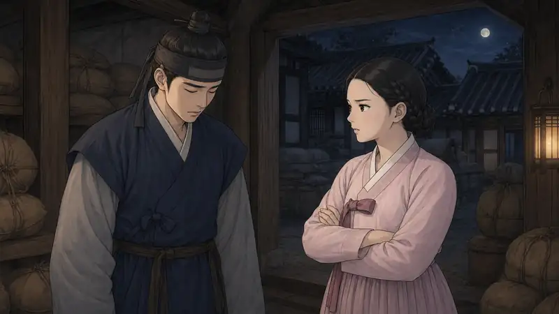 조선 야담 장면 133 - 끝까지 확인하겠다는 정월