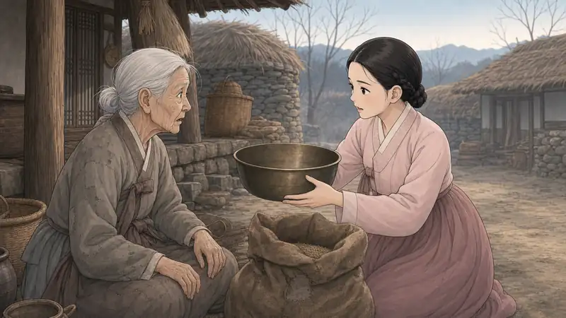 조선 야담 장면 140 - 곰례에게 재어 보자 청하다