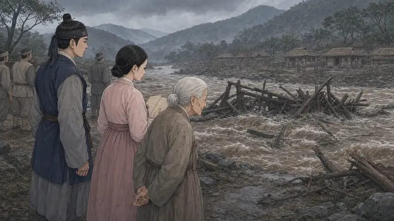 조선 야담 장면 156 - 떠내려간 다리