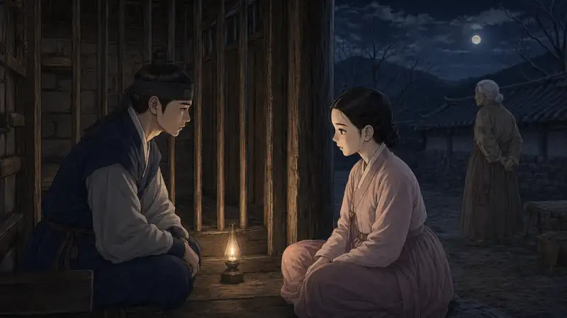 조선 야담 장면 191 - 옥문 사이의 남매