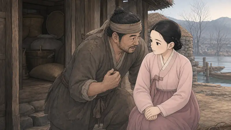 조선 야담 장면 221 - 소금 가마니 사이