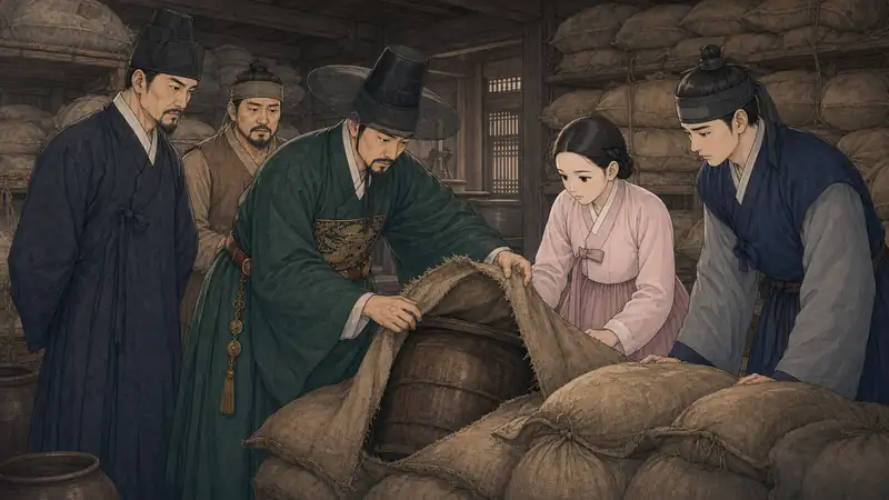 조선 야담 장면 232 - 소금가마니뒤말통
