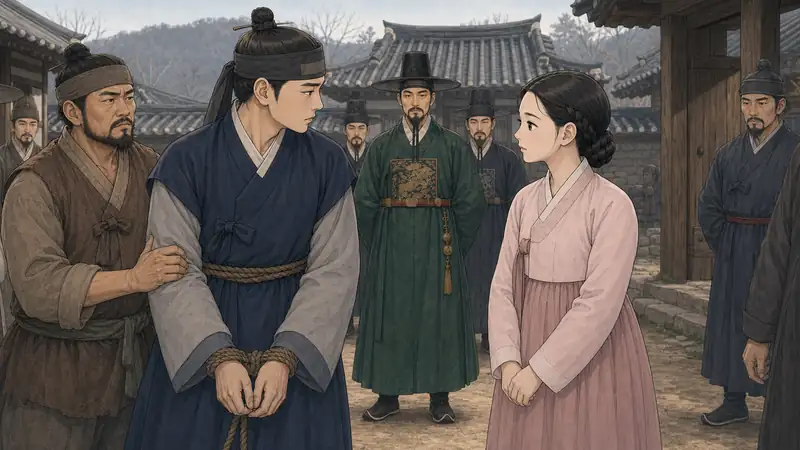 조선 야담 장면 240 - 마당에서마주친남매