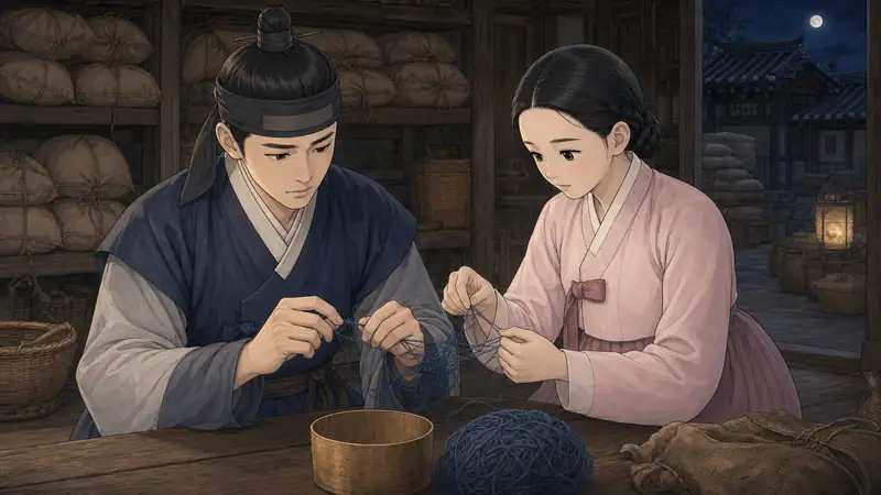 조선 야담 장면 282 - 푸른실을함께풀다